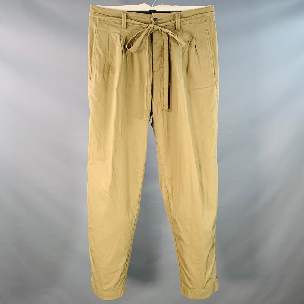 VISVIM Size L Hakama Olive Green Cotton Pleated Belted Button Fly Dress Pants